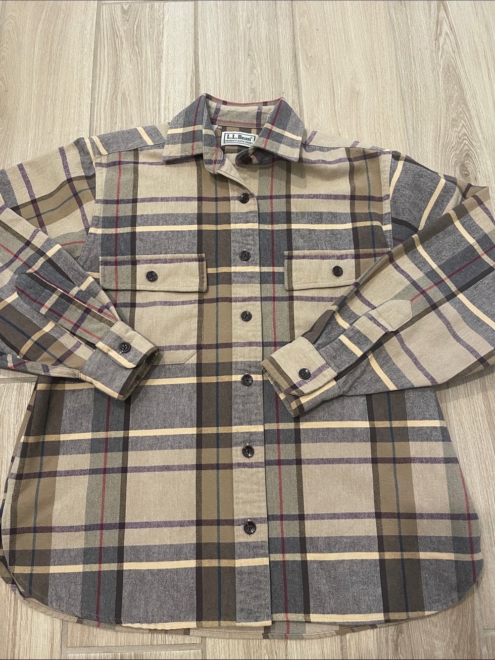 90’s Vintage L.L Bean Chamois Cloth Long Sleeve Plaid Flannel Shirt Sz S
